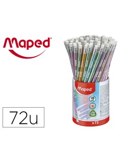 Lapices de grafito maped plastico glitter deco hb con goma 72 colores surtidos