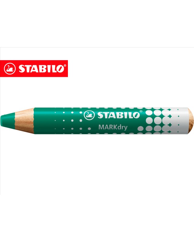 Lapiz marcador en seco stabilo markdry para pizarra blanca color verde caja de 5 unidades