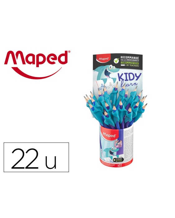 Lapices de grafito maped hb con goma borrar + adaptador ergonomico cubilete de 22 unidades