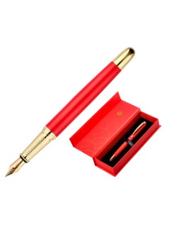 Pluma belius passion dor aluminio textura cepillada color rojo y dorado tinta azul caja de diseño