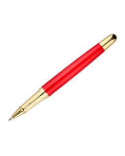 Boligrafo belius passion dor aluminio textura cepillada color rojo y dorado tinta azul caja de diseño