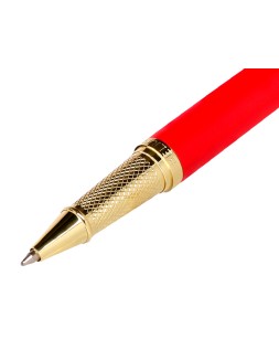 Boligrafo belius passion dor aluminio textura cepillada color rojo y dorado tinta azul caja de diseño