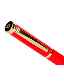 Boligrafo belius passion dor aluminio textura cepillada color rojo y dorado tinta azul caja de diseño
