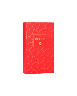 Pluma y estuche cuero belius passion dor aluminio textura cepillada color rojo y dorado tinta azul caja de diseño