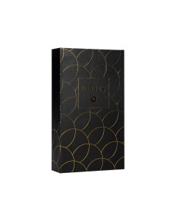 Pluma y estuche cuero belius passion dor aluminio textura cepillada color negro y dorado tinta azul caja diseño