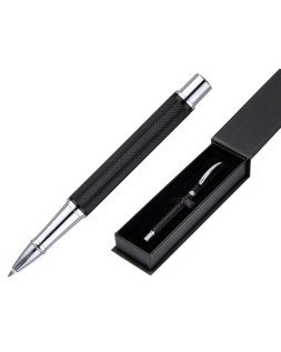 Roller belius turbo aluminio textura punteada color negro y plateado tinta azul caja de diseño