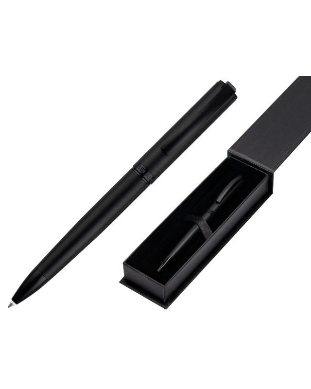 Boligrafo belius turbo aluminio color negro tinta azul caja de diseño