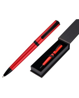 Boligrafo belius turbo aluminio color rojo y negro tinta azul caja de diseño