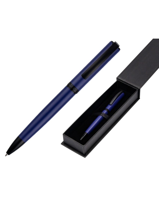 Boligrafo belius turbo aluminio color azul y negro tinta azul caja de diseño