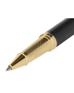 Boligrafo y estuche belius soiree color negro y dorado tinta azul caja de diseño