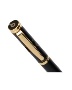 Boligrafo y estuche belius soiree color negro y dorado tinta azul caja de diseño