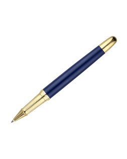 Boligrafo belius soiree aluminio color azul marino y dorado tinta azul caja de diseño