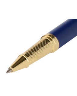 Boligrafo belius soiree aluminio color azul marino y dorado tinta azul caja de diseño