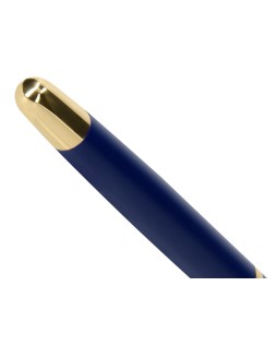 Boligrafo belius soiree aluminio color azul marino y dorado tinta azul caja de diseño