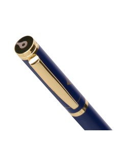 Boligrafo belius soiree aluminio color azul marino y dorado tinta azul caja de diseño