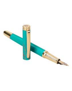 Pluma belius soiree aluminio color art deco turquesa y dorado tinta azul caja de diseño