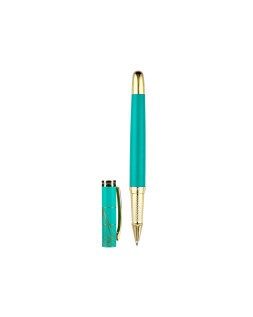 Boligrafo y estuche belius soiree color art deco turquesa y dorado tinta azul caja de diseño
