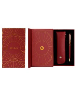 Boligrafo y estuche belius soiree color art deco granate y dorado tinta azul caja de diseño