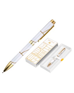 Boligrafo belius carte blanche color y blanco dorado tinta azul caja de diseño