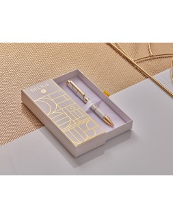 Boligrafo belius carte blanche color y blanco dorado tinta azul caja de diseño