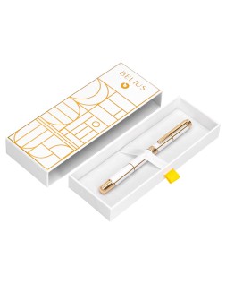 Roller belius carte blanche color blanco y dorado tinta negra caja de diseño