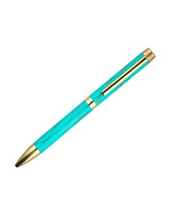 Boligrafo belius aqua aluminio color turquesa y dorado tinta azul caja de diseño