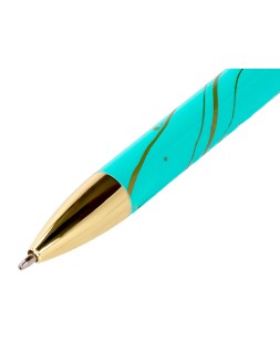 Boligrafo belius aqua aluminio color turquesa y dorado tinta azul caja de diseño