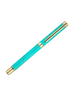 Roller belius aqua aluminio color turquesa y dorado tinta negra caja de diseño