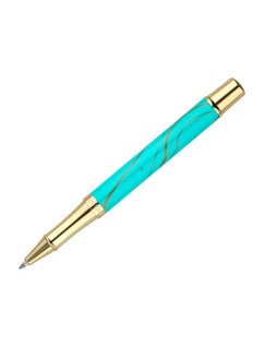 Roller belius aqua aluminio color turquesa y dorado tinta negra caja de diseño