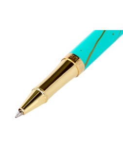 Roller belius aqua aluminio color turquesa y dorado tinta negra caja de diseño