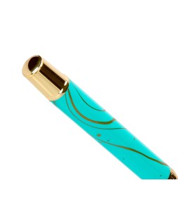 Roller belius aqua aluminio color turquesa y dorado tinta negra caja de diseño