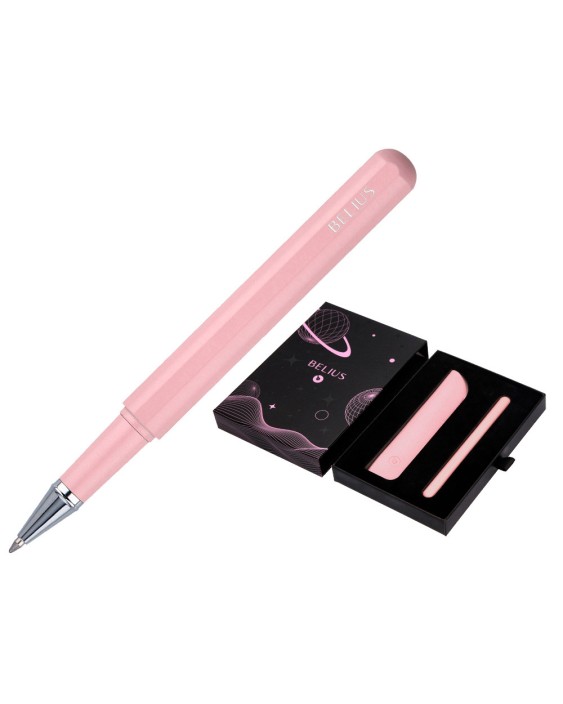 Roller y funda de similpiel belius space b color minimalista rosa tinta azul caja de diseño