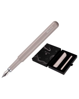 Pluma y funda de similpiel belius space b color minimalista gris tinta azul caja de diseño
