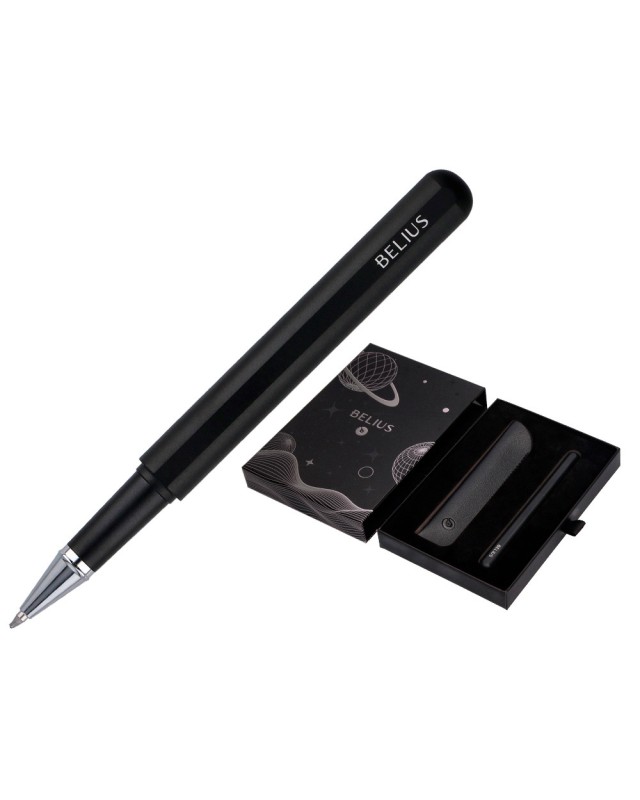 Roller y funda de similpiel belius space b color minimalista negro tinta azul caja de diseño