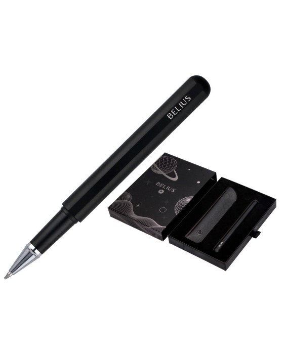 Roller y funda de similpiel belius space b color minimalista negro tinta azul caja de diseño