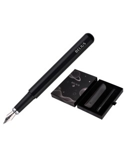 Pluma y funda de similpiel belius space b color minimalista negro tinta azul caja de diseño