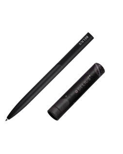 Boligrafo belius rocket b aluminio color minimalista negro tinta azul caja cilindrica