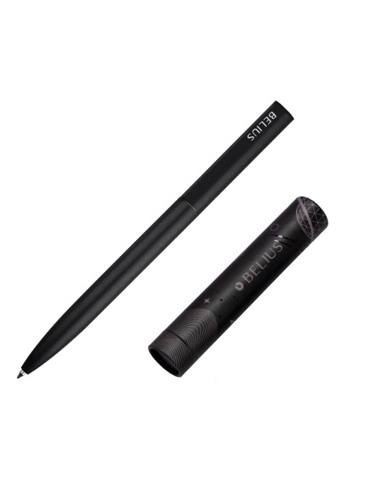 Boligrafo belius rocket b aluminio color minimalista negro tinta azul caja cilindrica