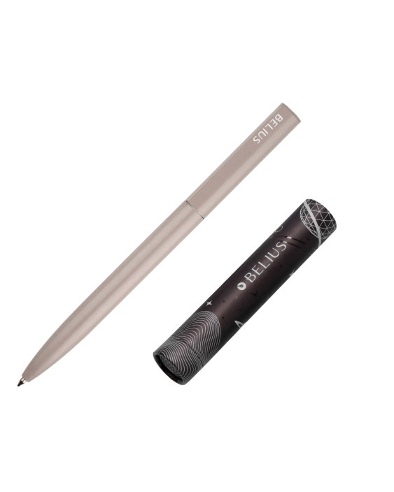 Boligrafo belius rocket b aluminio color minimalista gris tinta azul caja cilindrica