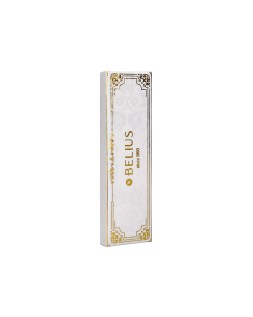Boligrafo belius macaron bliss forma hexagonal color blanco y dorado tinta azul caja de diseño