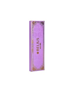 Boligrafo belius macaron bliss forma hexagonal color morado y dorado tinta azul caja de diseño