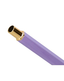 Boligrafo belius macaron bliss forma hexagonal color morado y dorado tinta azul caja de diseño