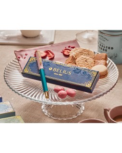 Boligrafo belius macaron bliss forma hexagonal color rosa/ azul y dorado tinta azul caja de diseño