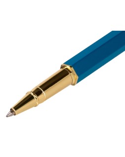 Boligrafo belius macaron bliss forma hexagonal color rosa/ azul y dorado tinta azul caja de diseño