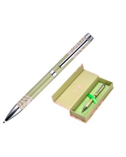 Boligrafo belius ink dreams aluminio color verde matcha y rosa plateado frase interior tinta azul caja de diseño