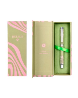 Roller belius ink dreams aluminio color verde matcha y rosa plateado frase interior tinta negra caja de diseño