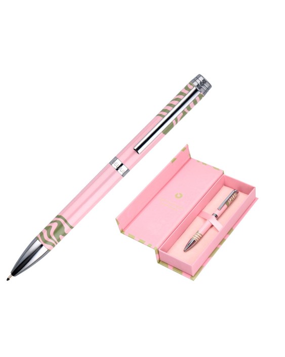 Boligrafo belius ink dreams aluminio color rosa y verde matcha plateado frase interior tinta azul caja de diseño