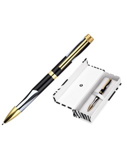 Boligrafo belius dualita cuerpo negro color blanco tinta azul caja de diseño