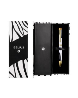 Boligrafo belius dualita cuerpo blanco color negro tinta azul caja de diseño