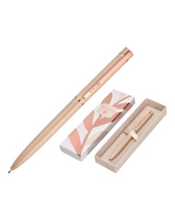 Boligrafo belius rose aluminio color beige claro oro rosa tinta azul caja de diseño